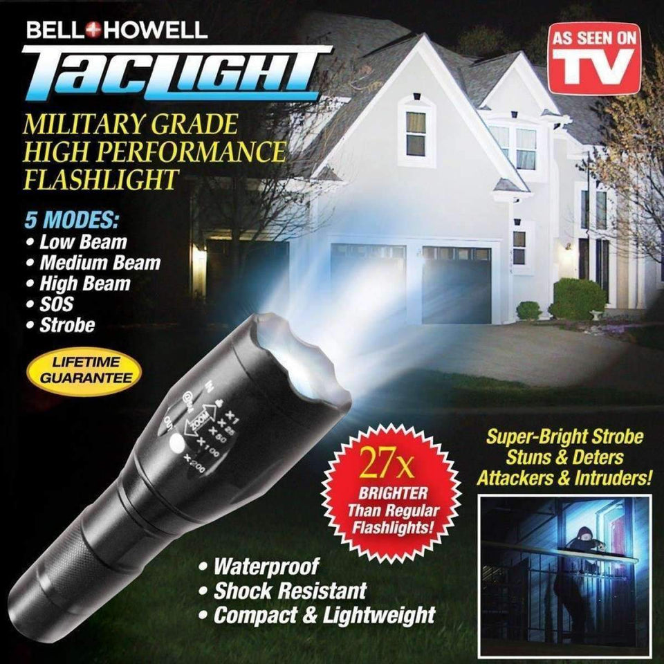 Bell + Howell Taclight High-Powered Tactical Flashlight with 5 Modes & Zoom Function - Red